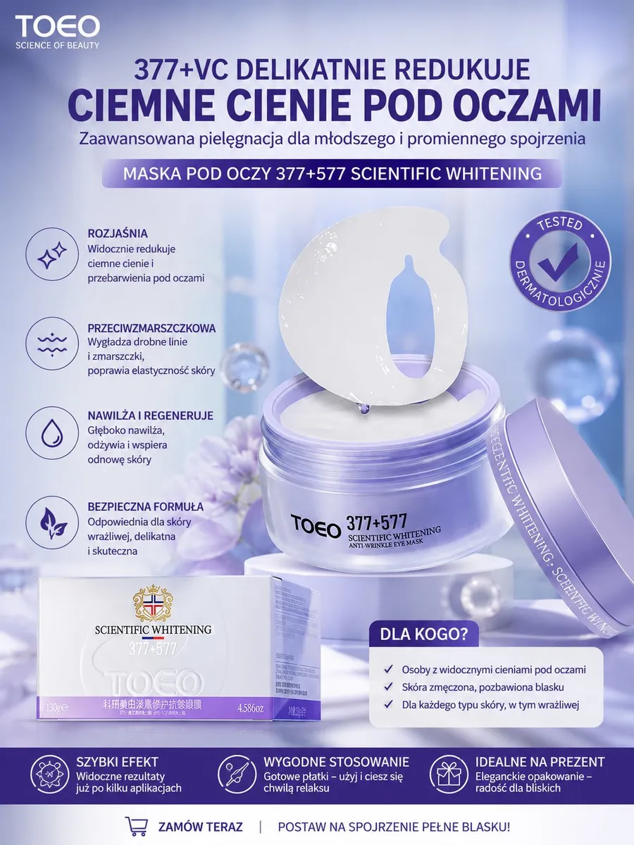 TOEO 377+577 Scientific Whitening Płatki pod oczy nawilżające i rozjaśniające