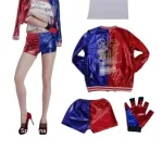 Strój Harley Quinn czerwono-niebieski z rękawiczkami M,L,XL