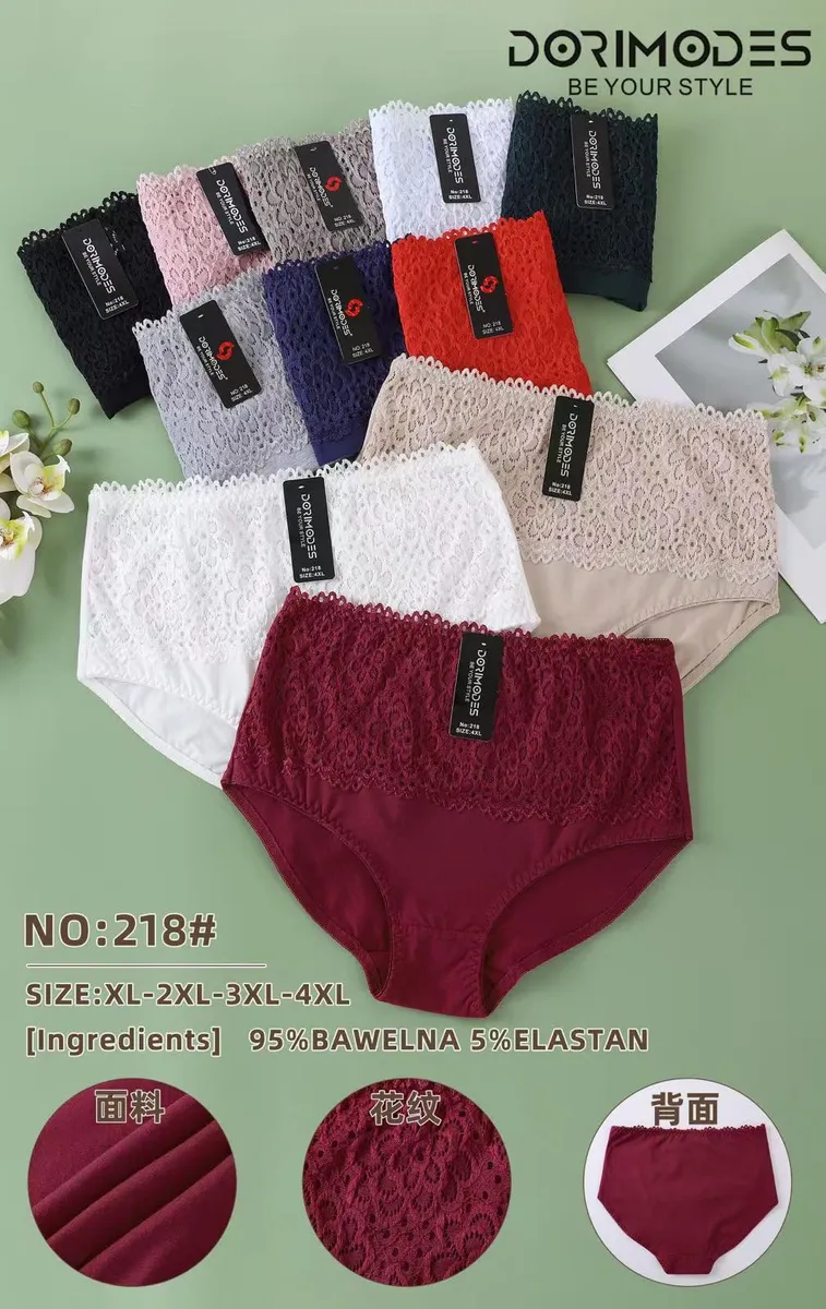 Zestaw koronkowych majtek damskich w różnych kolorach i rozmiarach XL-4XL
