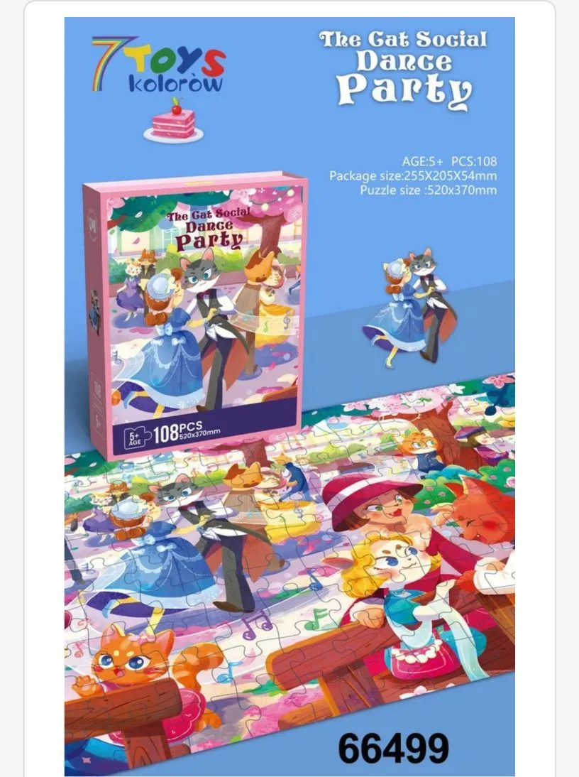 Puzzle The Cat Social Dance Party 108 elementów 520x370 mm