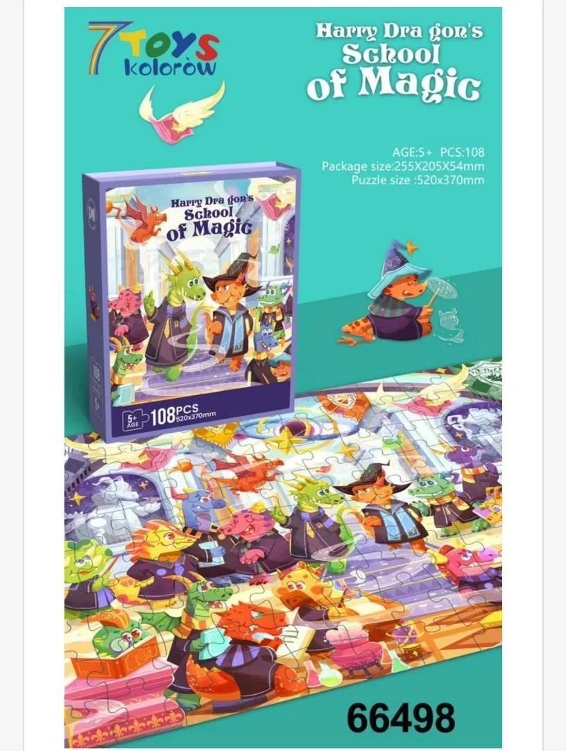 Puzzle Harry Dragon's School of Magic 108 elementów 520x370mm