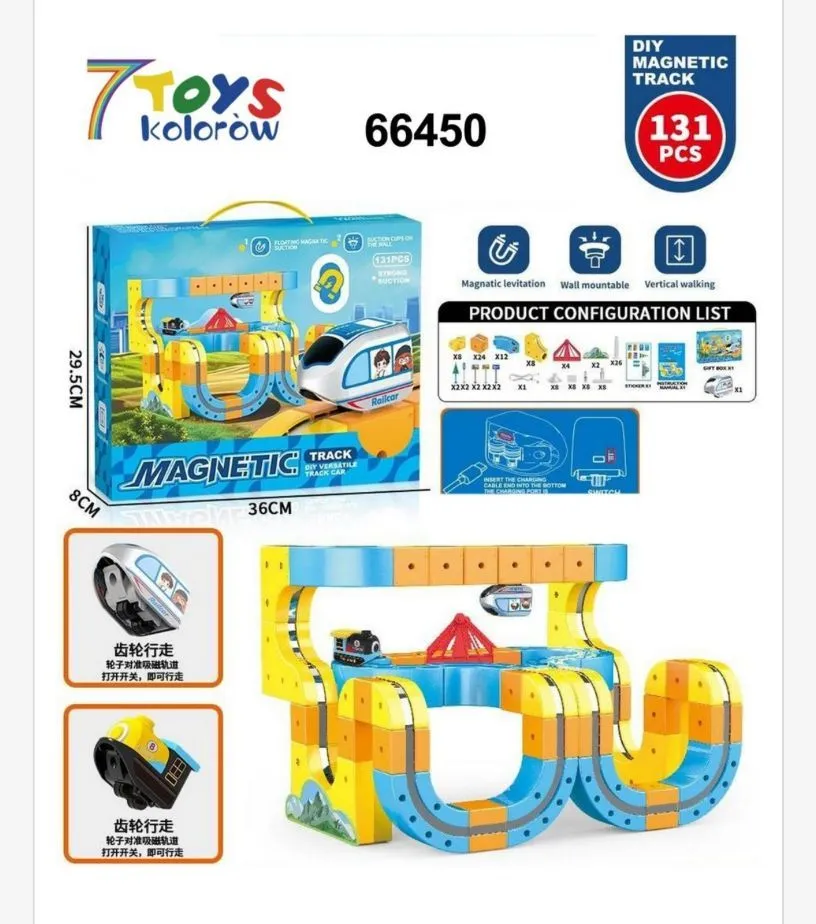 7 Toys Kolorów Magnetyczny Tor Kolejka 131 elementów DIY