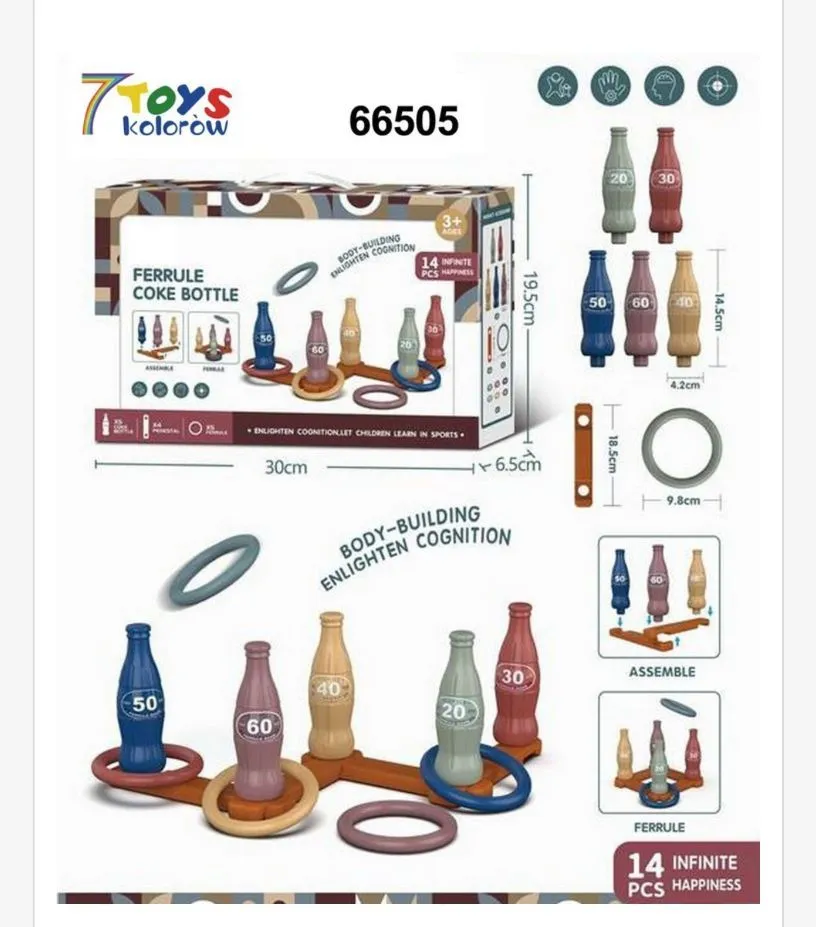 Zestaw do rzucania obręczami 14 elementów kolorowy 7 Toys