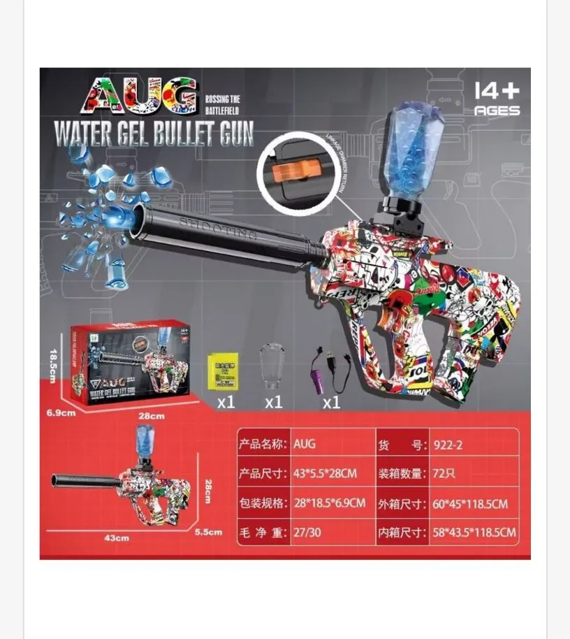 AUG Water Gel Bullet Gun pistolet na żelowe kulki 43 cm kolorowy