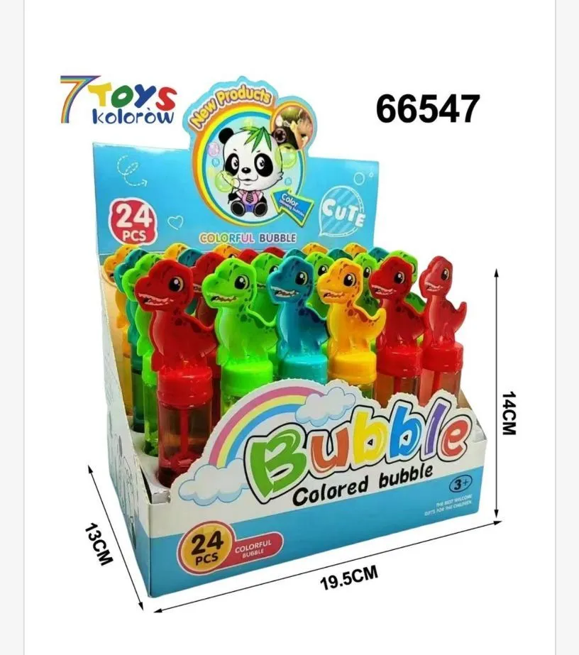 Kolorowe Bańki Mydlane Dinozaur 24 sztuki 14 cm