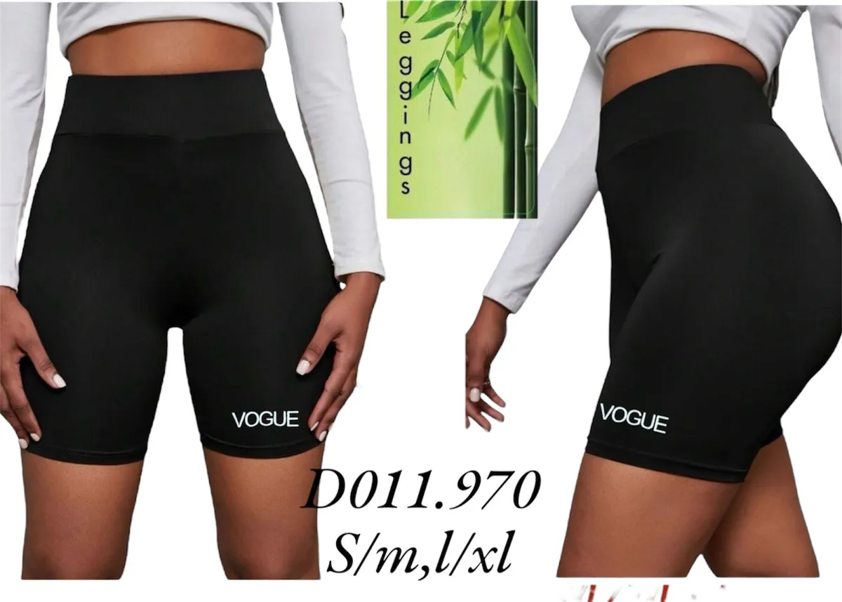 Czarne legginsy krótkie VOGUE z wysokim stanem