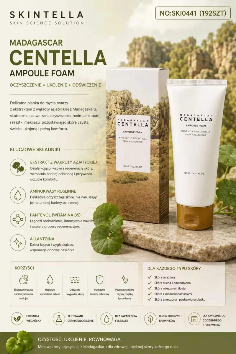 Skintella Madagascar Centella Ampoule Foam pianka do mycia twarzy 125 ml
