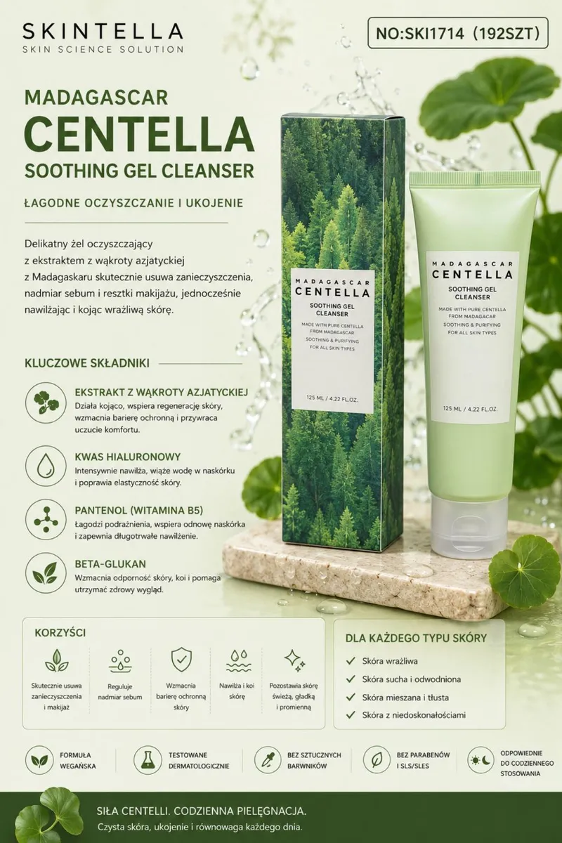 Skintella Madagascar Centella Delikatny Żel Oczyszczający 125 ml