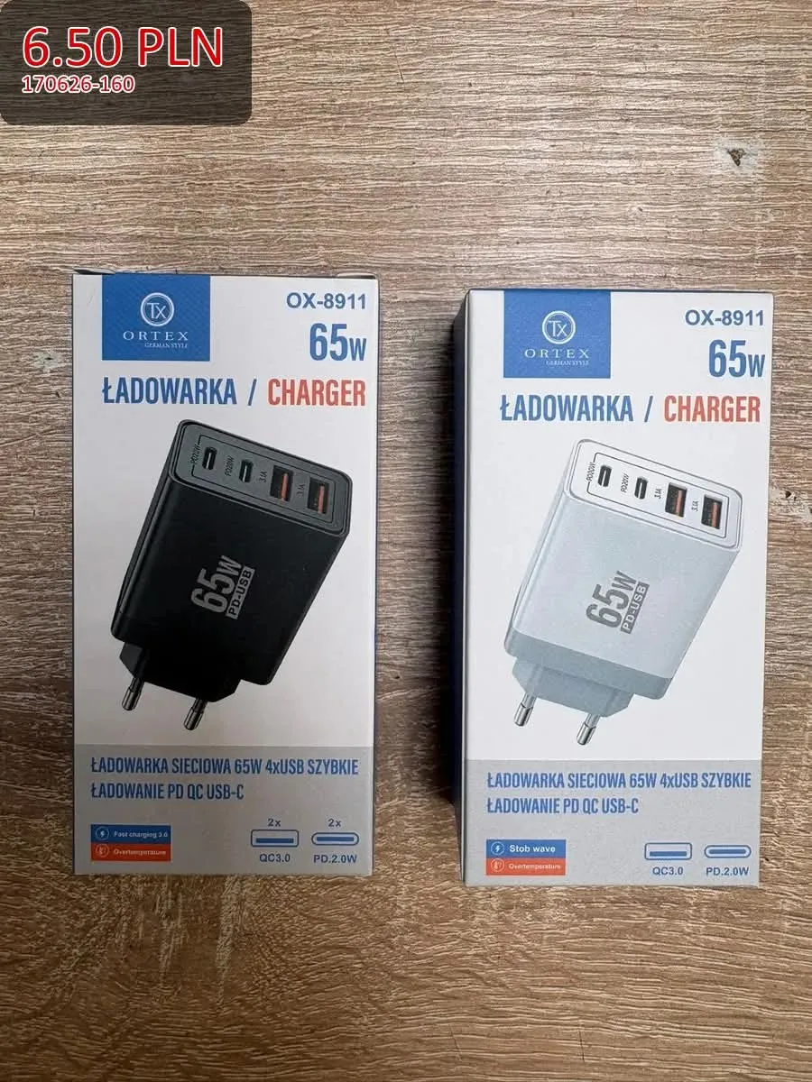 Ładowarka sieciowa 65W 4xUSB szybkie ładowanie PD QC USB-C