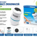 Elektryczny usuwacz zrogowaceń do stóp USB z odkurzaczem biały z niebieskim paskiem
