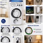 Programator Czasowy 24H Mechaniczny Timer do Gniazdka 230V 16A