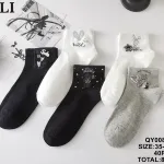 Skarpetki damskie SO&LI ozdobne aplikacje 35-41 mix kolorów