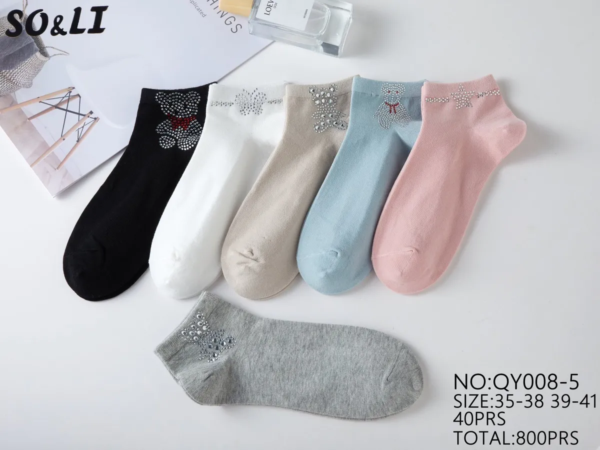 Skarpetki damskie SO&LI z ozdobnymi kryształkami mix kolorów