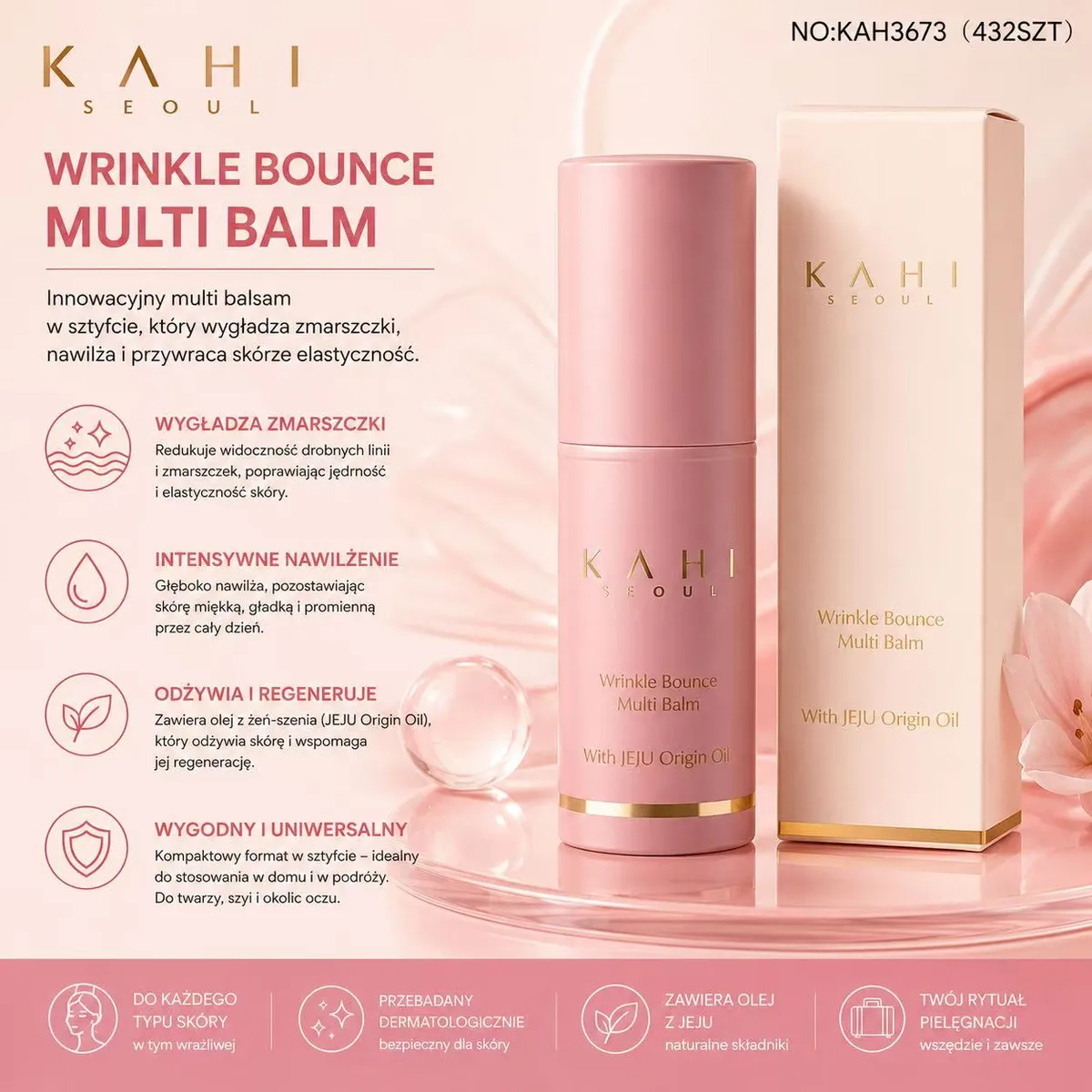 KAHI Wrinkle Bounce Multi Balm różowy balsam w sztyfcie