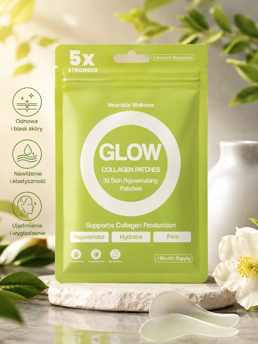 Plastry kolagenowe GLOW do pielęgnacji skóry 30 sztuk zielone