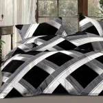 Komplet pościeli 3D satyna bawełniana 200x220 czarno-szara