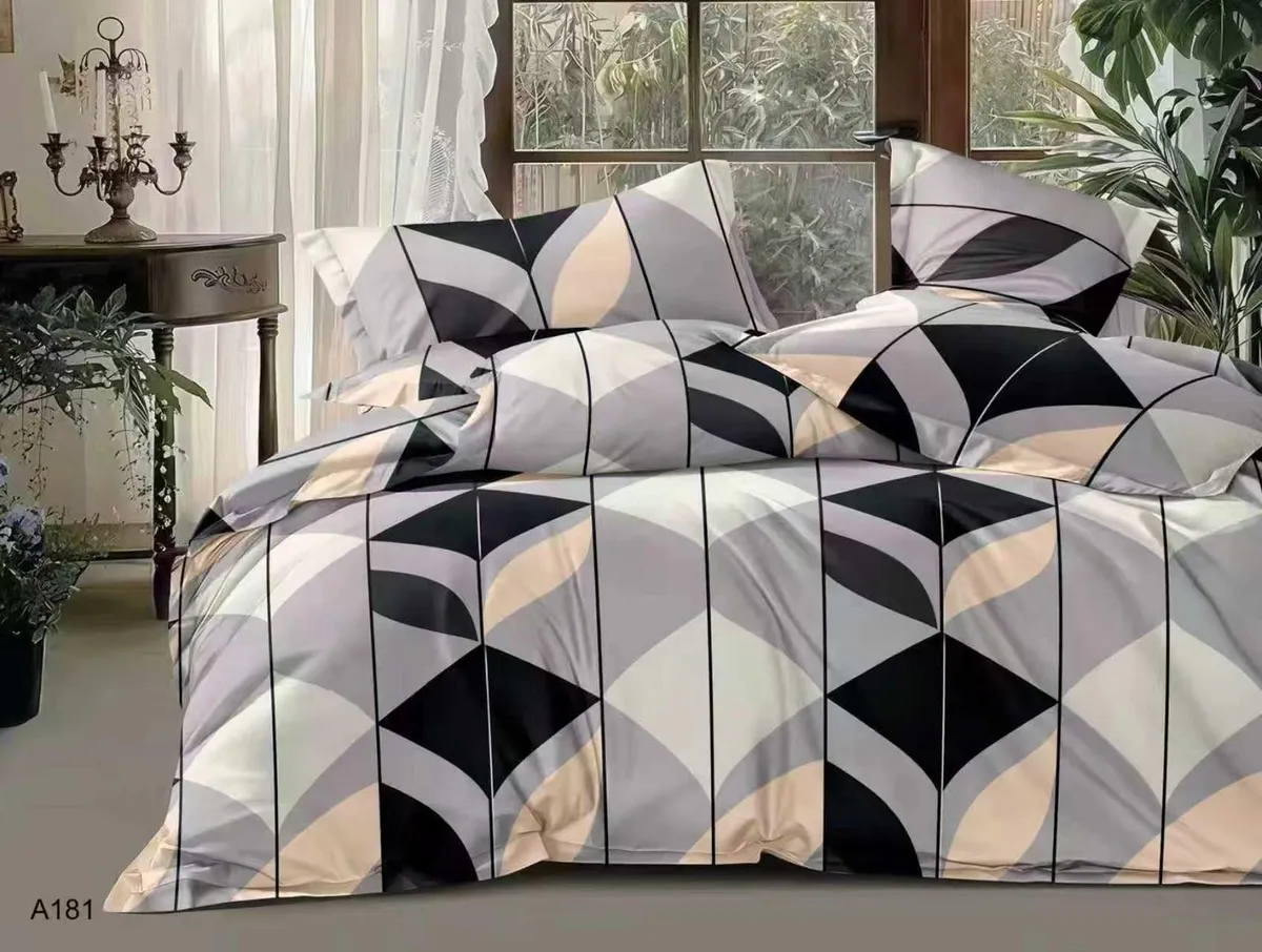 Komplet pościeli 3D geometryczny wzór 200x220 cm satyna bawełniana