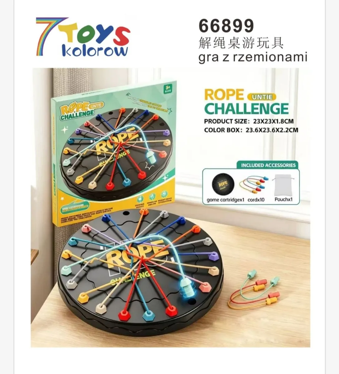 Gra z rzemionami Rope Challenge kolorowa plansza 23x23 cm