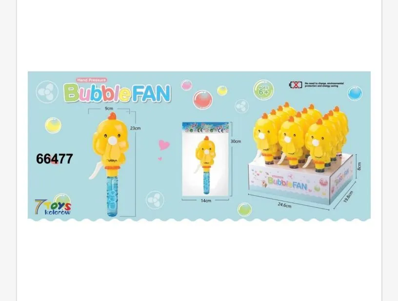 Bubble FAN ręczny wiatraczek do baniek mydlanych żółty 23cm