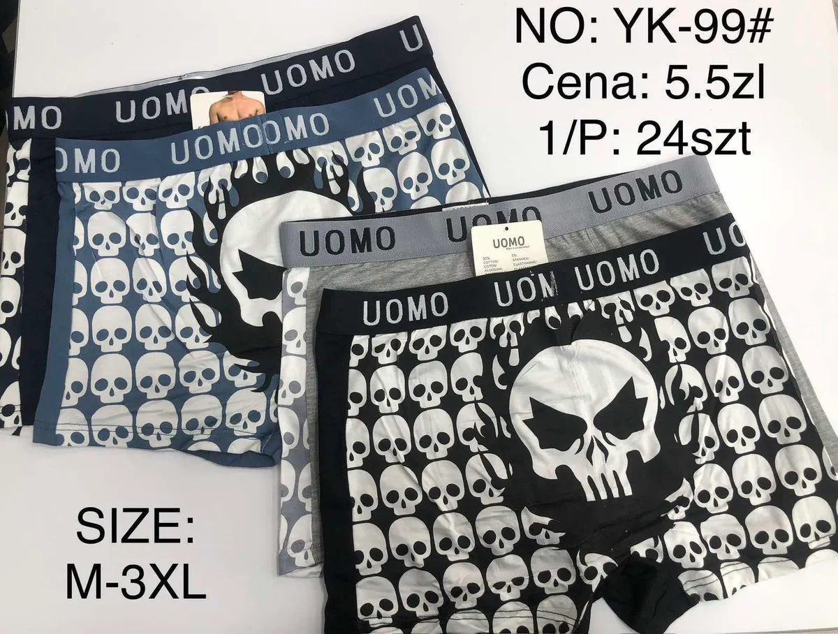 Bokserki męskie UOMO z nadrukiem czaszek M-3XL