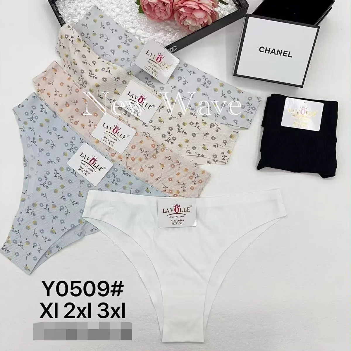 Majtki damskie LAVOLLE w kwiatowy wzór i gładkie XL-3XL