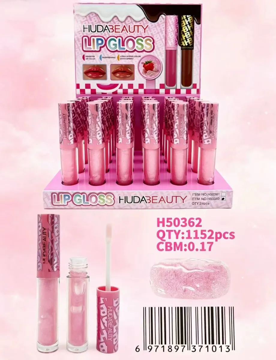 HudaBeauty Lip Gloss błyszczyk do ust różowy brokatowy