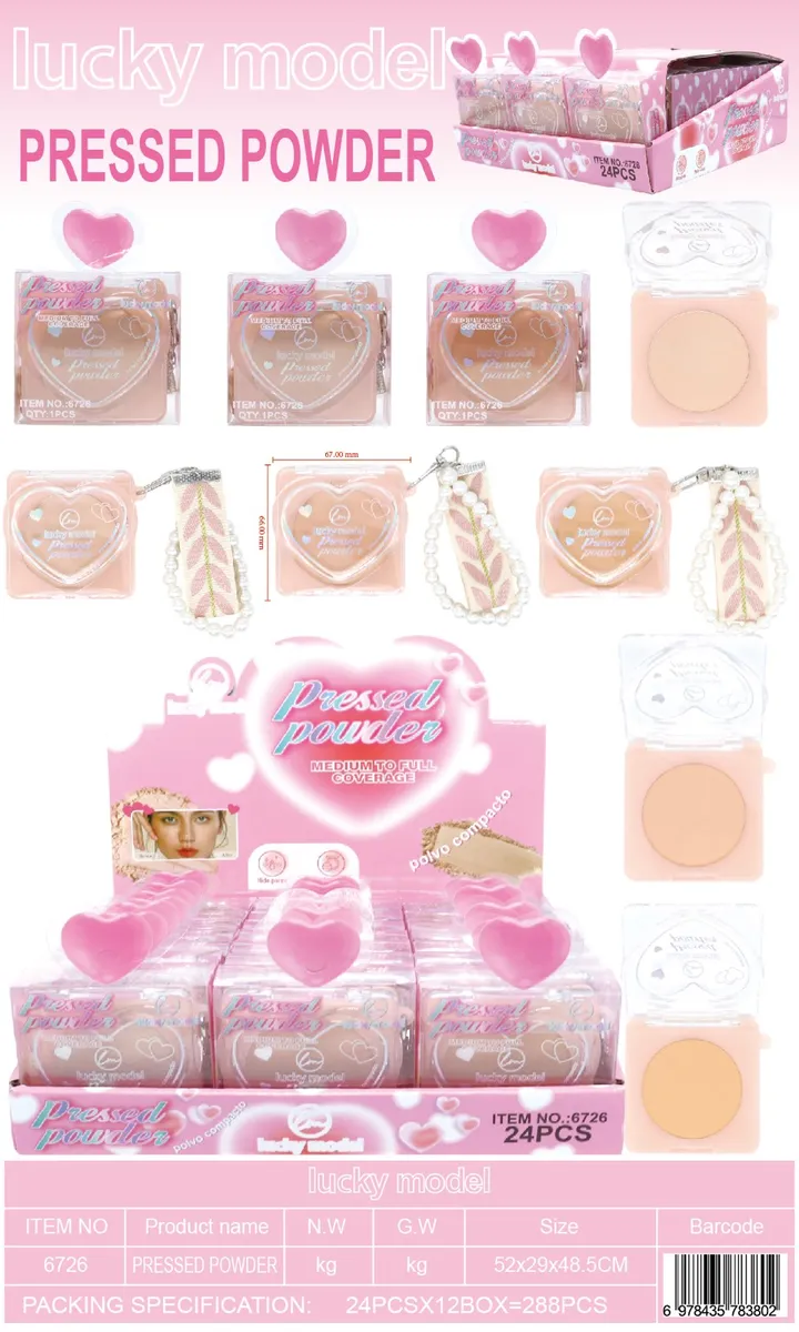 Pressed Powder Puder w Kompakcie z Różowym Sercem