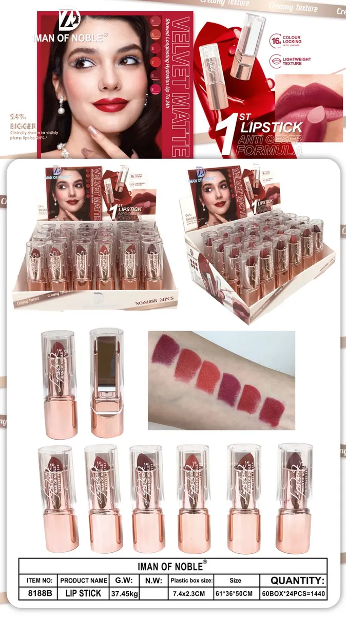 Pomadka Velvet Matte o kremowej teksturze w odcieniach czerwieni