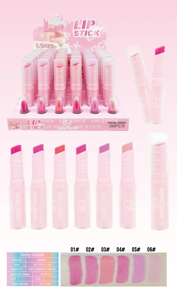 Pomadka do ust Lucky Model zestaw 6 kolorów pastelowych