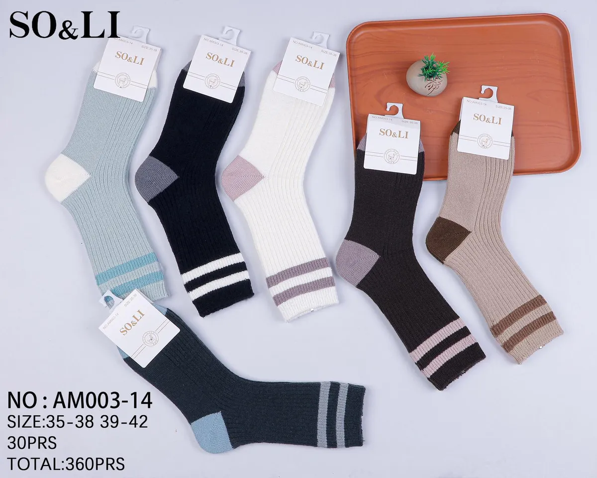 SO&LI Skarpety Damskie Prążkowane Mix Kolorów 35-42