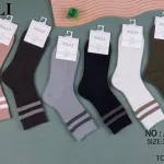 SO&LI Skarpety Damskie Prążkowane z Paskami Mix Kolorów