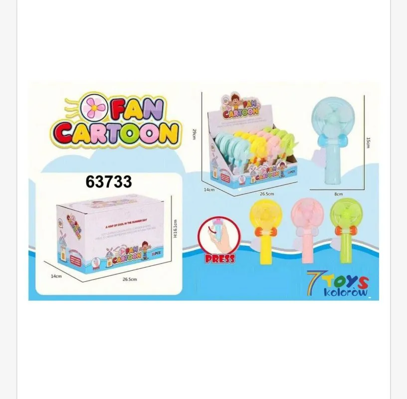 Ręczny wentylator plastikowy pastelowy 15 cm Fan Cartoon