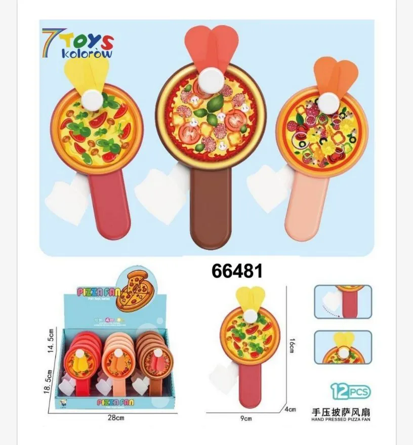 Kolorowy wentylator ręczny pizza 16 cm z uchwytem plastikowym