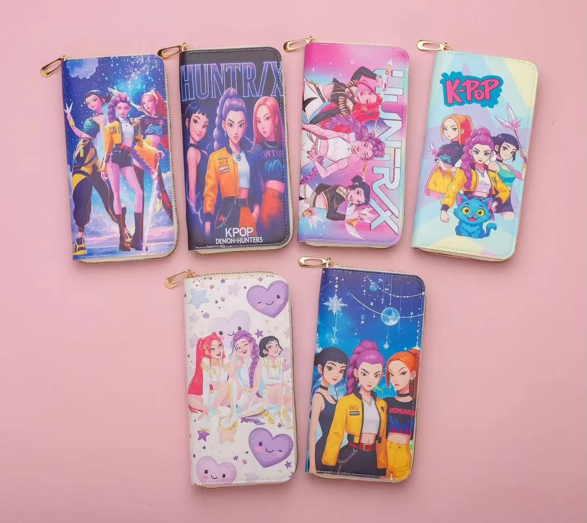 Portfel damski z nadrukiem KPOP kolorowy z zamkiem