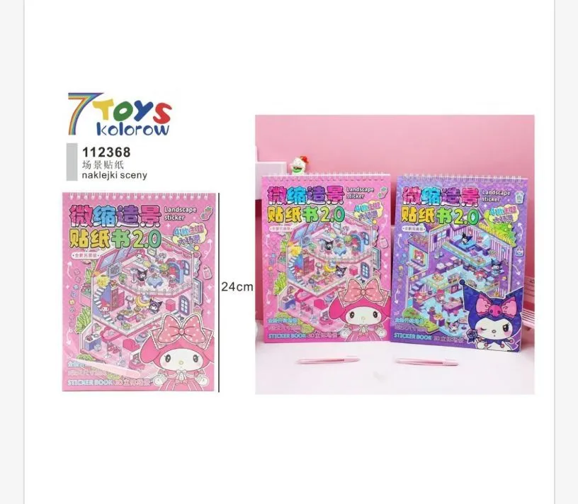 Naklejki sceny 7 Toys kolorowe 24 cm z postaciami My Melody i Kuromi