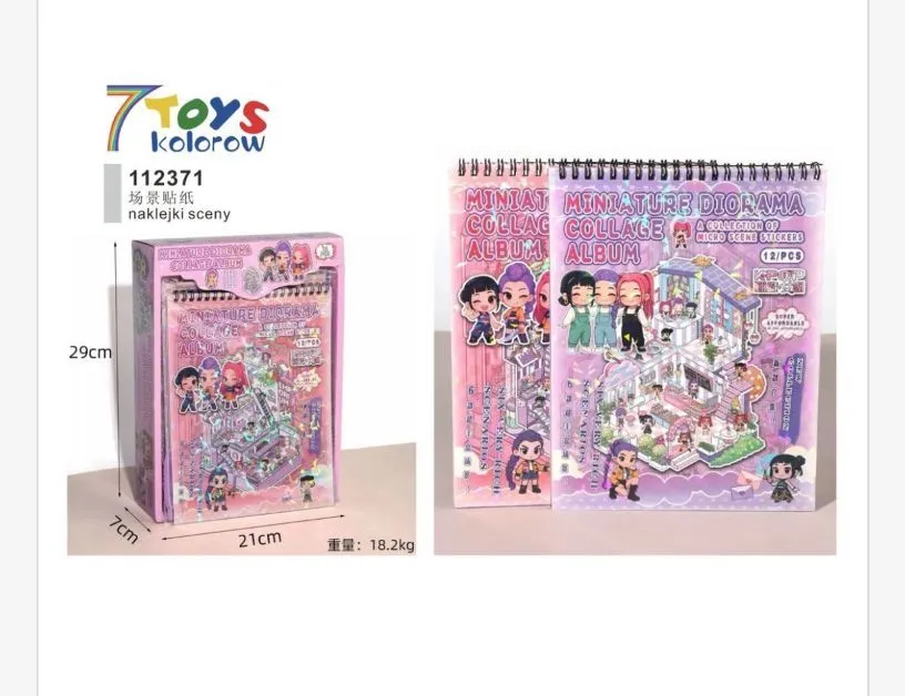 Miniaturowy album z naklejkami scen 7 Toys kolorowy 29x21 cm