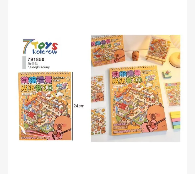 Naklejki sceny 7 Toys kolorowe 24 cm książeczka z naklejkami