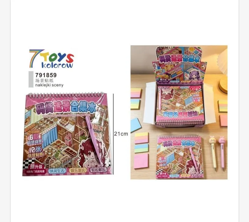 7 Toys Kolorow Naklejki Sceny 21cm z Różowym Długopisem