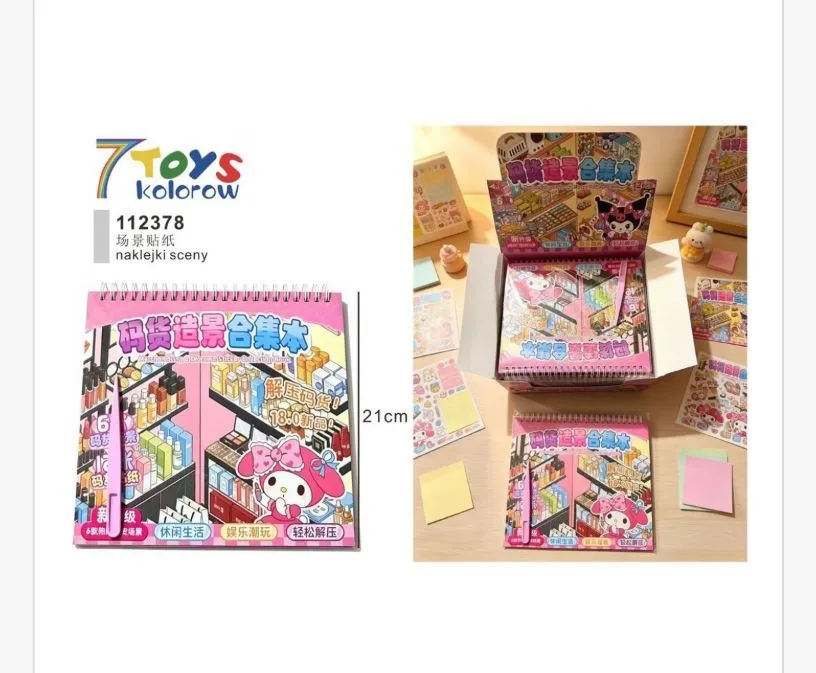 Kolorowe naklejki sceny 21 cm spiralny album 7 Toys