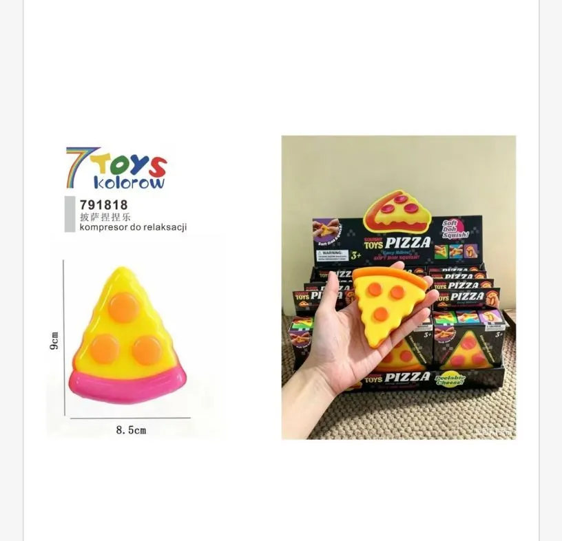 Squishy zabawka pizza żółto-pomarańczowa 9x8,5 cm