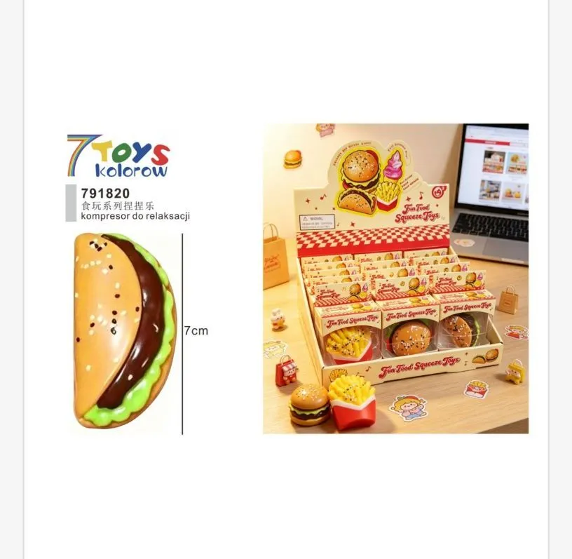 7 Toys Kompresor do relaksacji hamburger 7 cm kolorowy