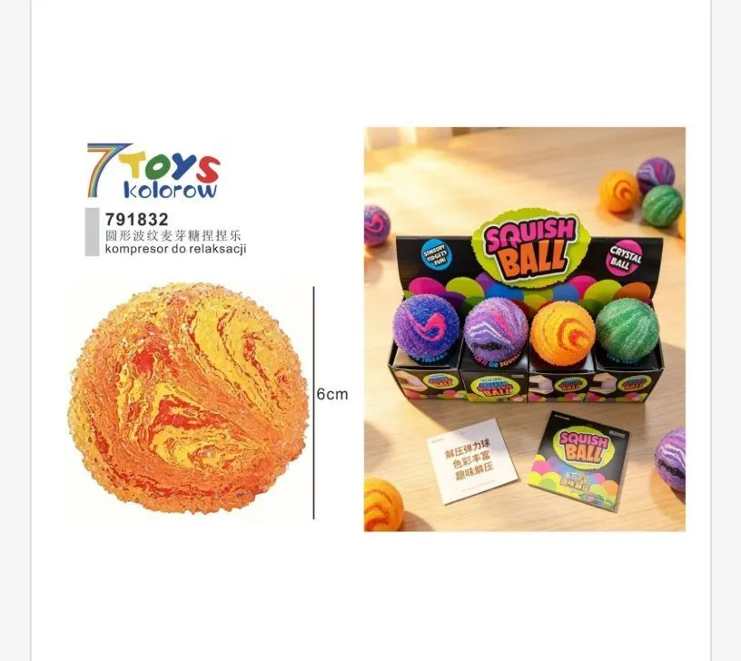7 Toys Kolorowy Squish Ball piłka antystresowa 6 cm
