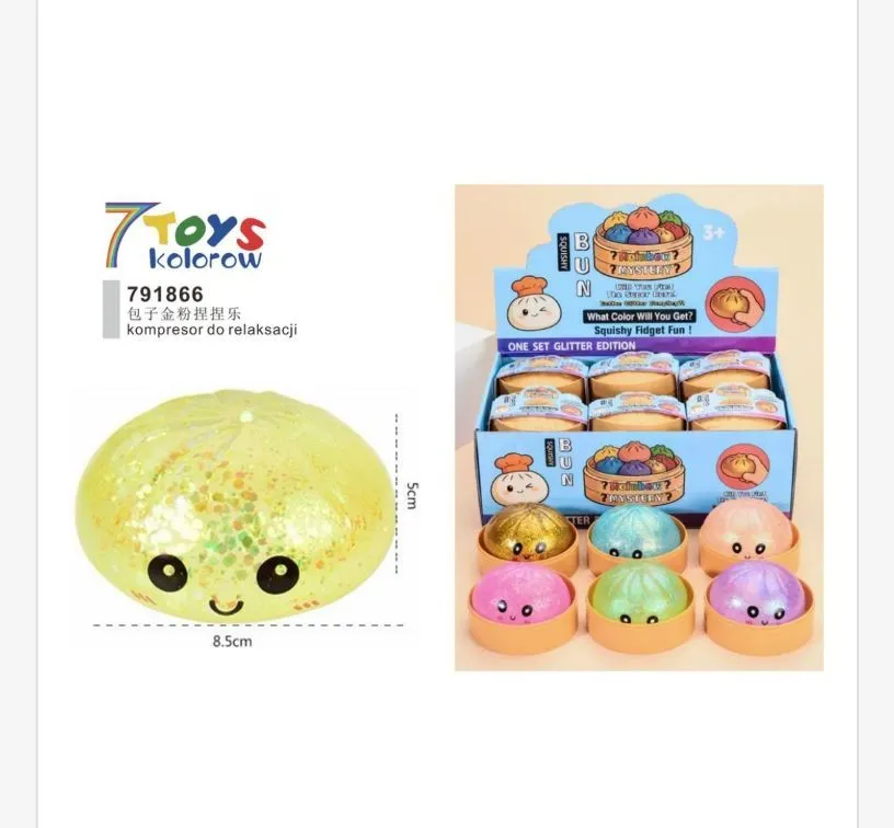 Kolorowy kompresor do relaksacji 7 Toys z brokatem 8,5x5 cm