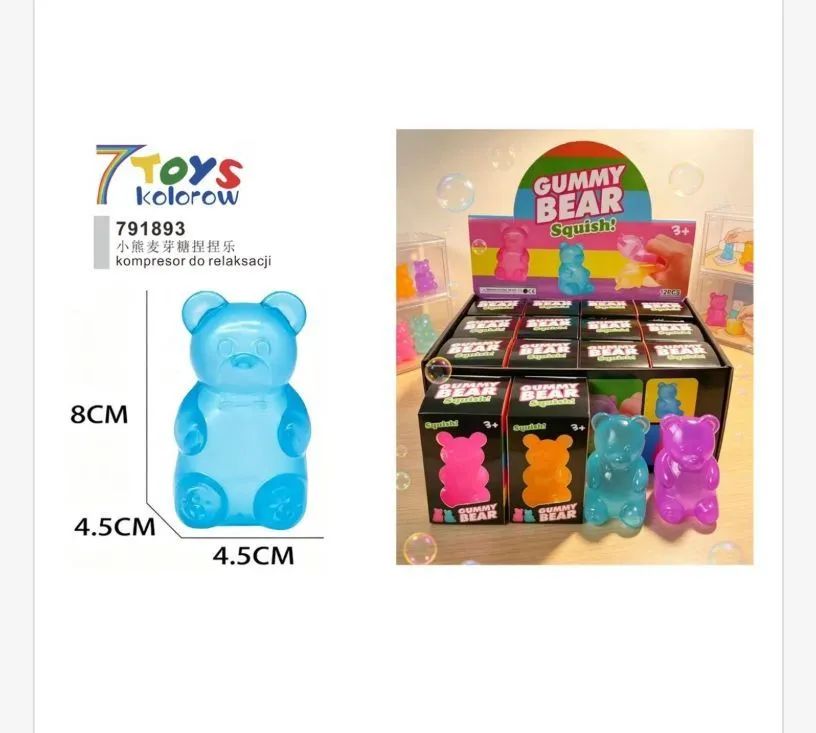 Miękki kompresor do relaksacji Gummy Bear 8 cm niebieski