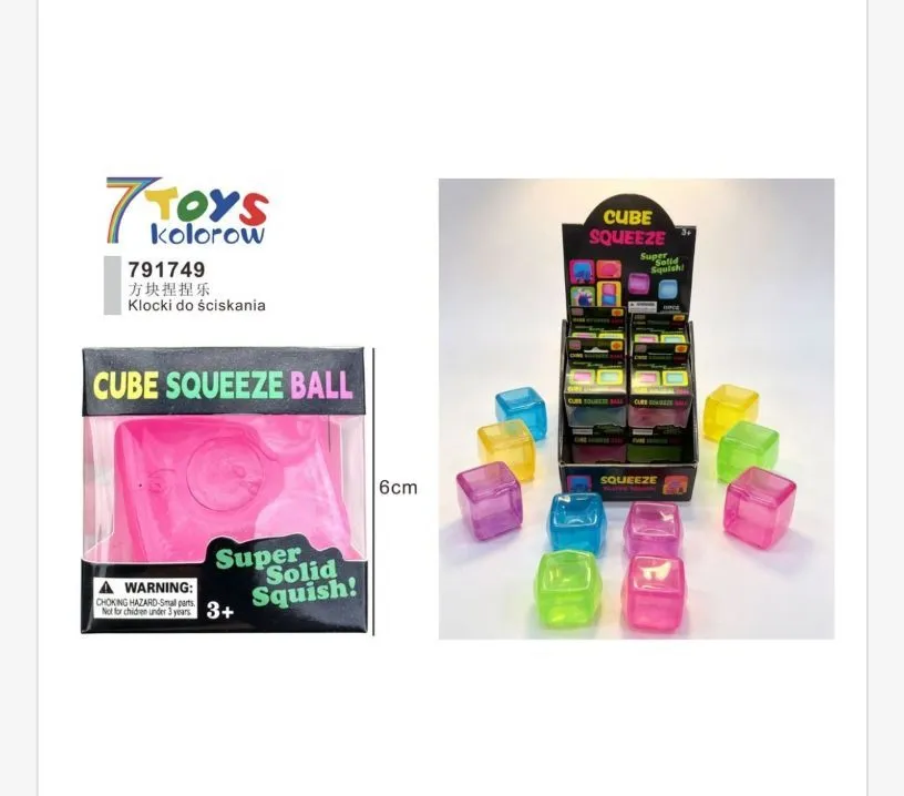 Klocki do ściskania Cube Squeeze Ball 6 cm kolorowe