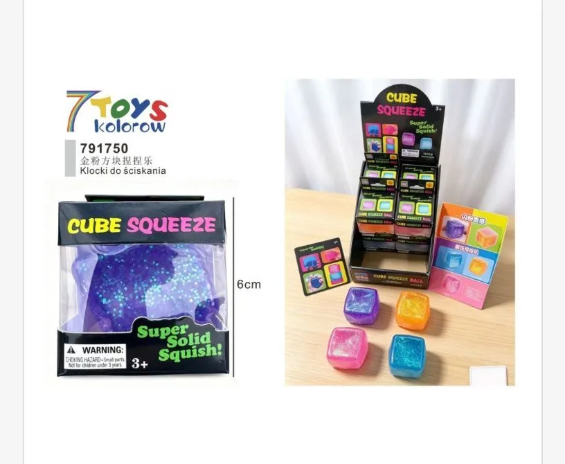 Klocki do ściskania Cube Squeeze kolorowe 6 cm