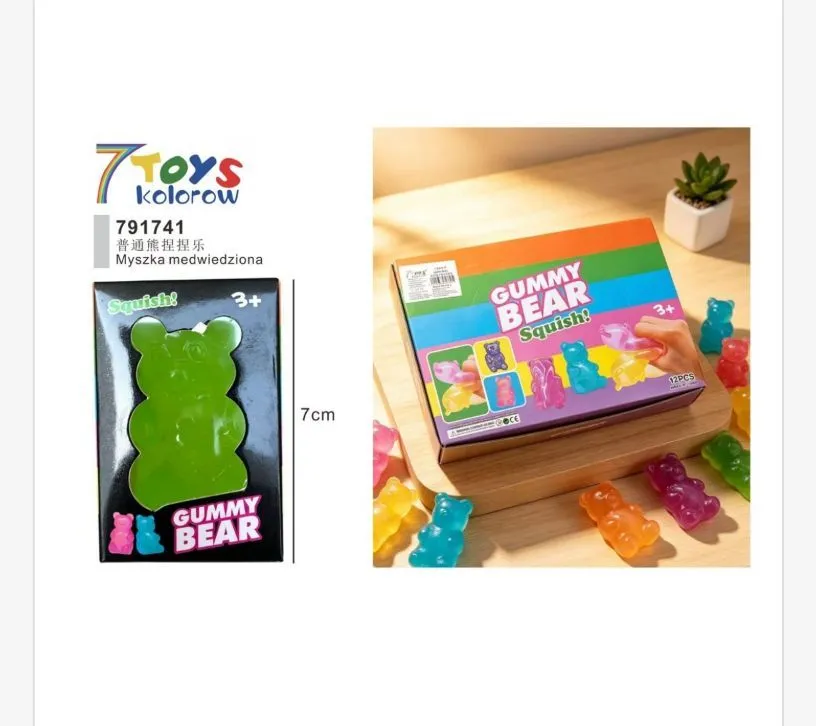 Kolorowe miękkie misie Gummy Bear Squish zabawka sensoryczna 7 cm