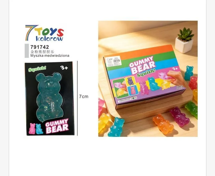 Miękka zabawka Gummy Bear kolorowa 7 cm 12 sztuk