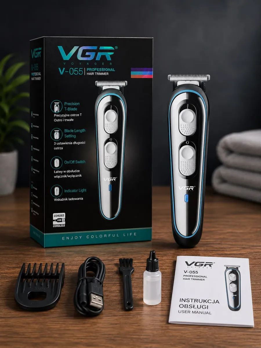 Maszynka do strzyżenia włosów VGR V-055 Professional USB czarno-srebrna