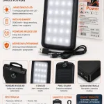 Power Bank Solarny 20000 mAh z Lampką LED i Kompasem Czarny